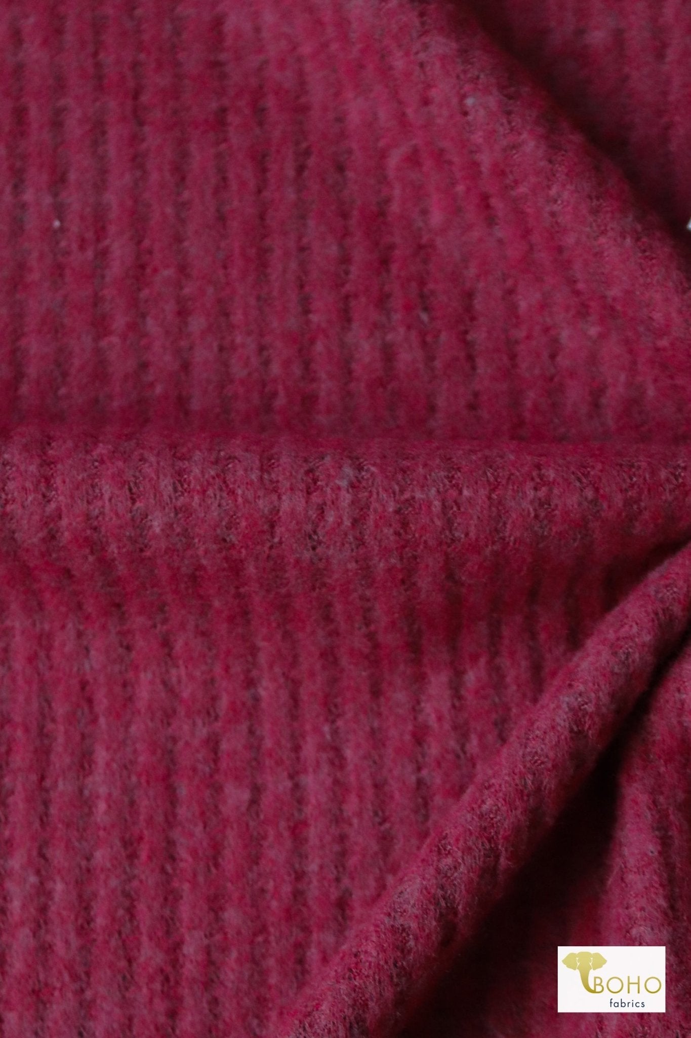 Wineberry Red, Brushed Waffle Knit - Boho Fabrics