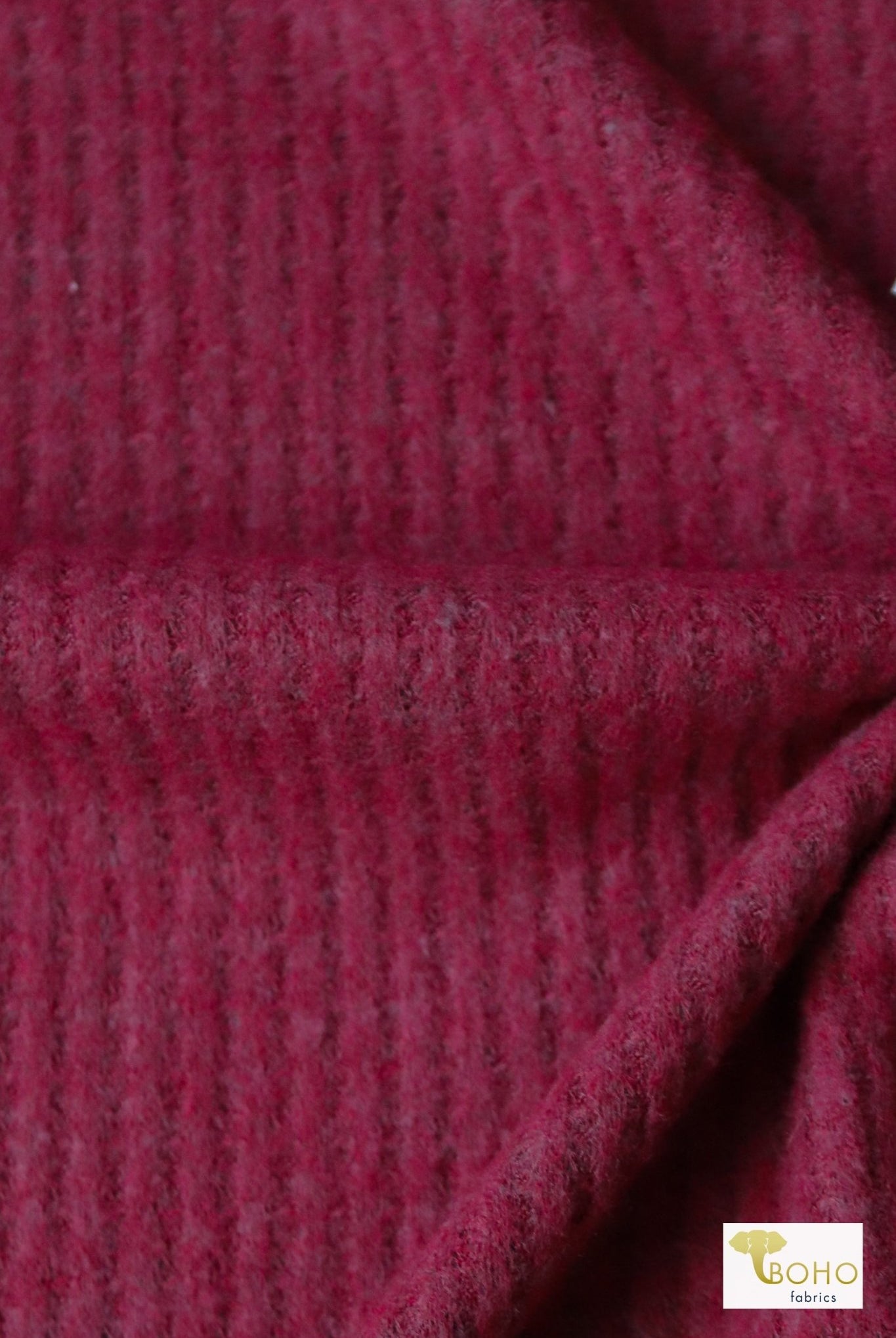 Wineberry Red, Brushed Waffle Knit - Boho Fabrics