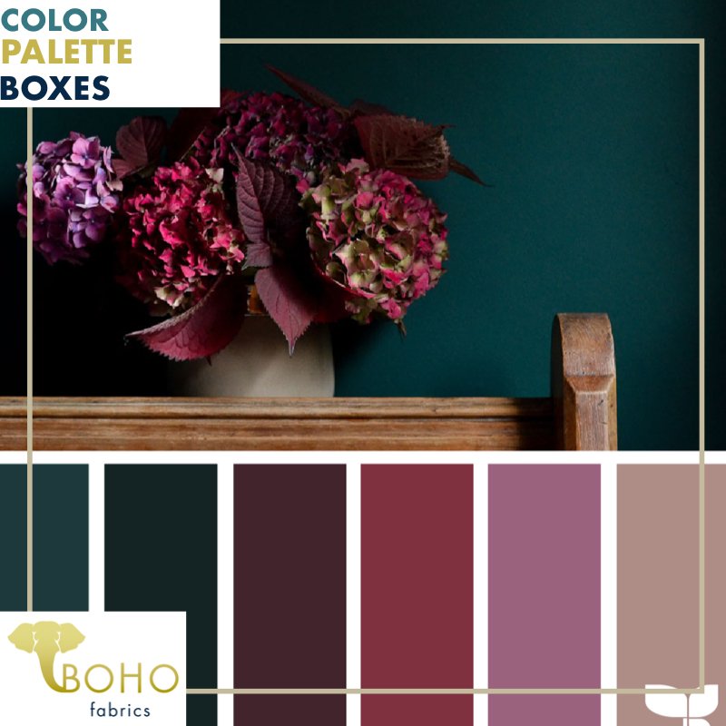 "Winter Hydrangea", Mystery Color Palette Box. - Boho Fabrics
