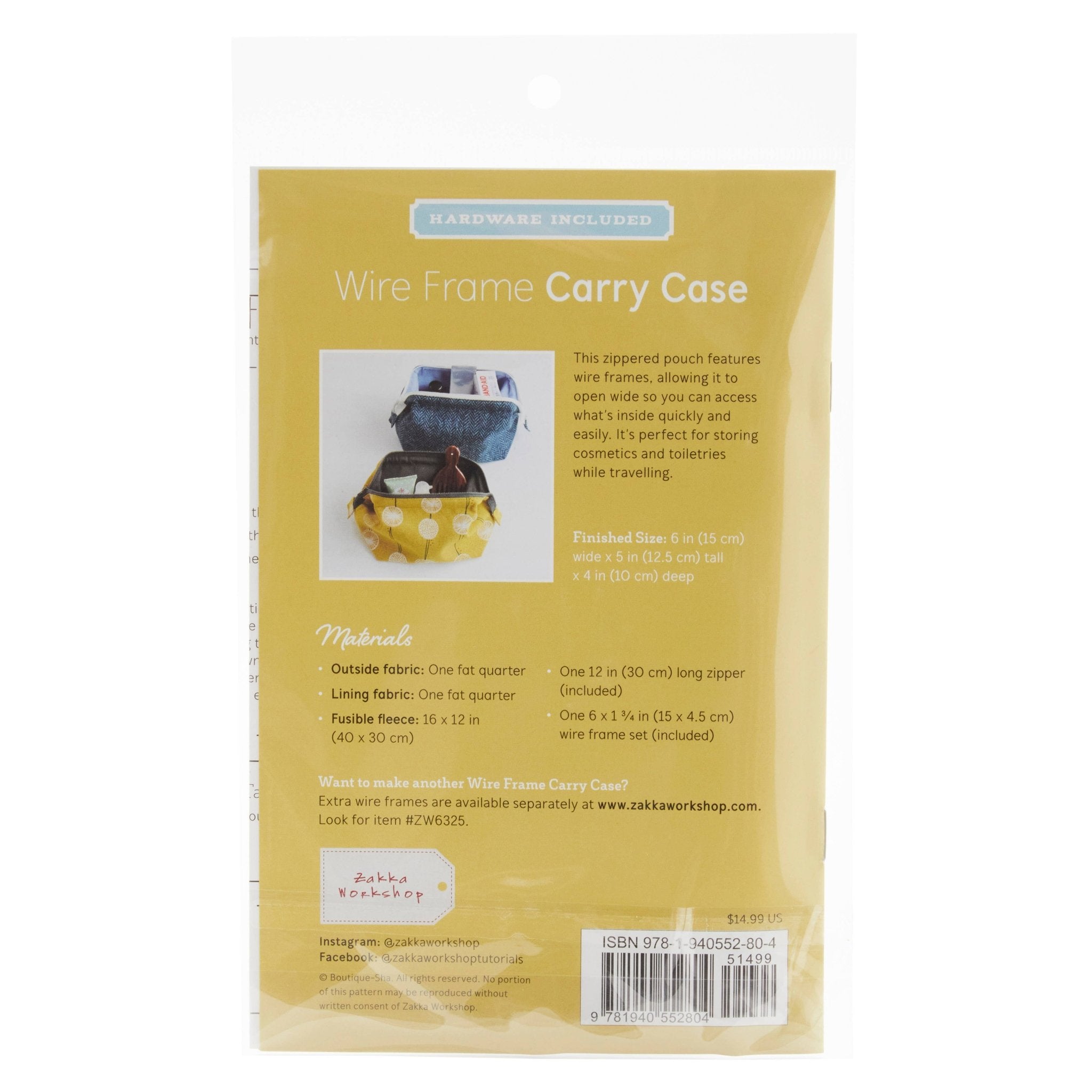 Wire Frame Carry Case, Sewing Pattern with Hardware - Boho Fabrics - Sewing Patterns