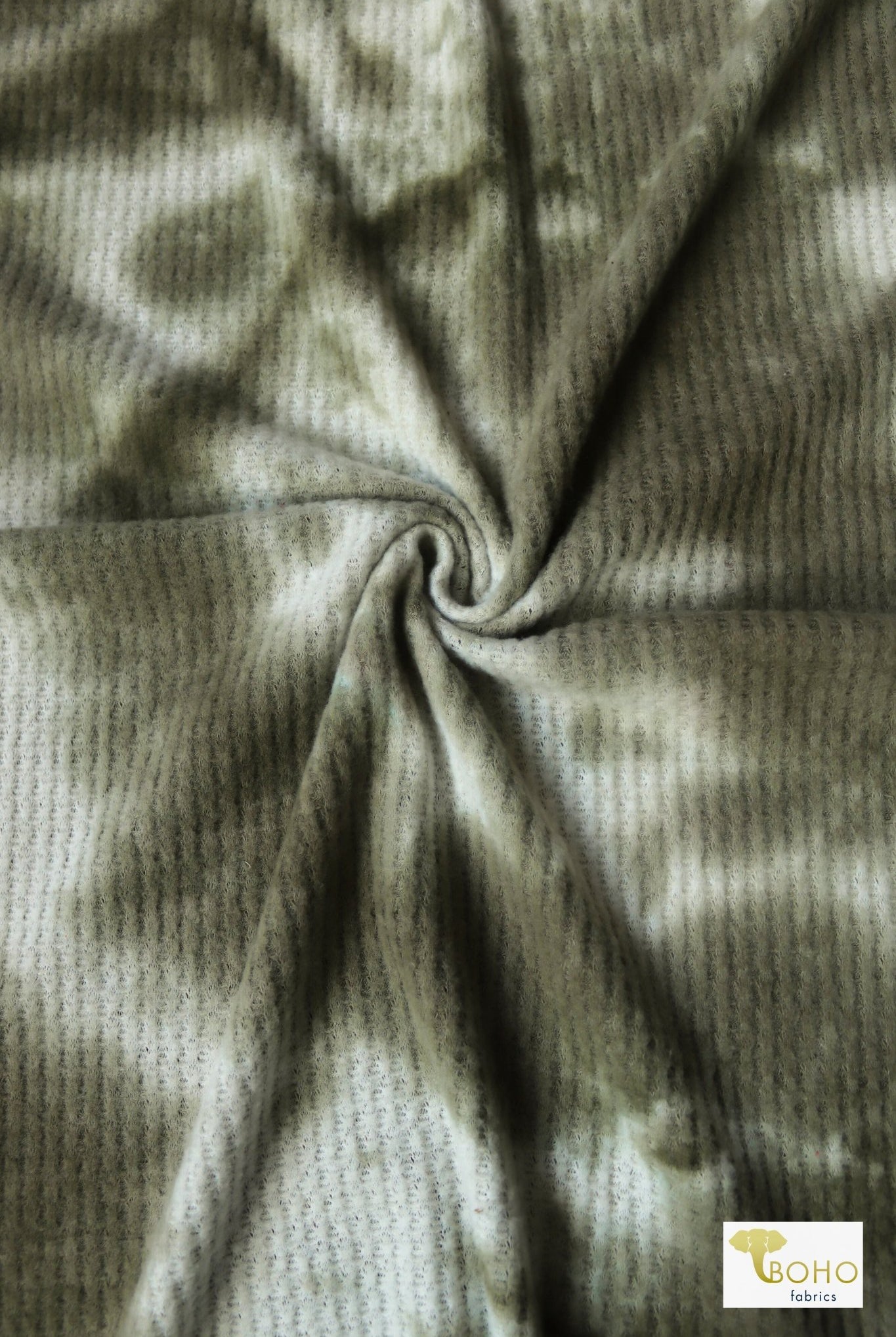 Woodland Tie Dye, Brushed Waffle Knit Print - Boho Fabrics