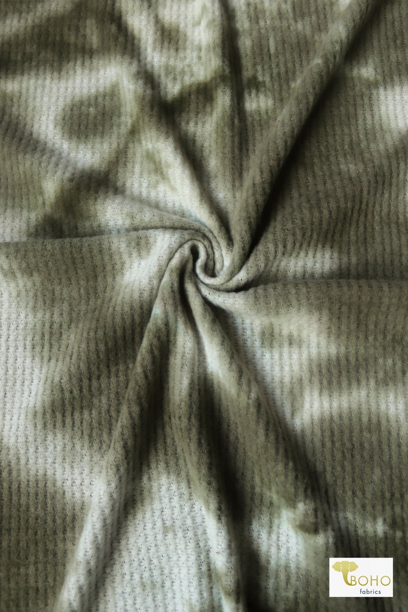 Woodland Tie Dye, Brushed Waffle Knit Print - Boho Fabrics