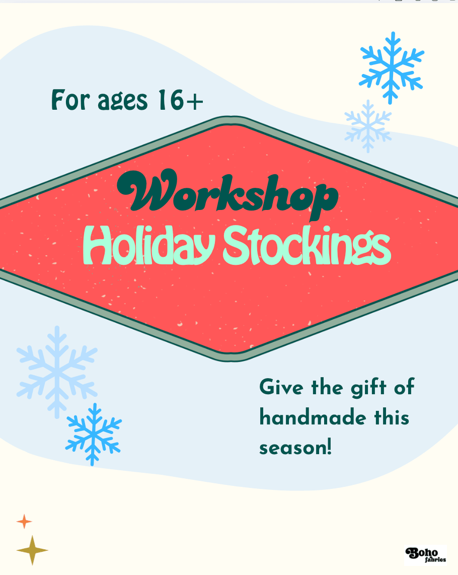 Workshop: Holiday Stockings - Boho Fabrics - Class