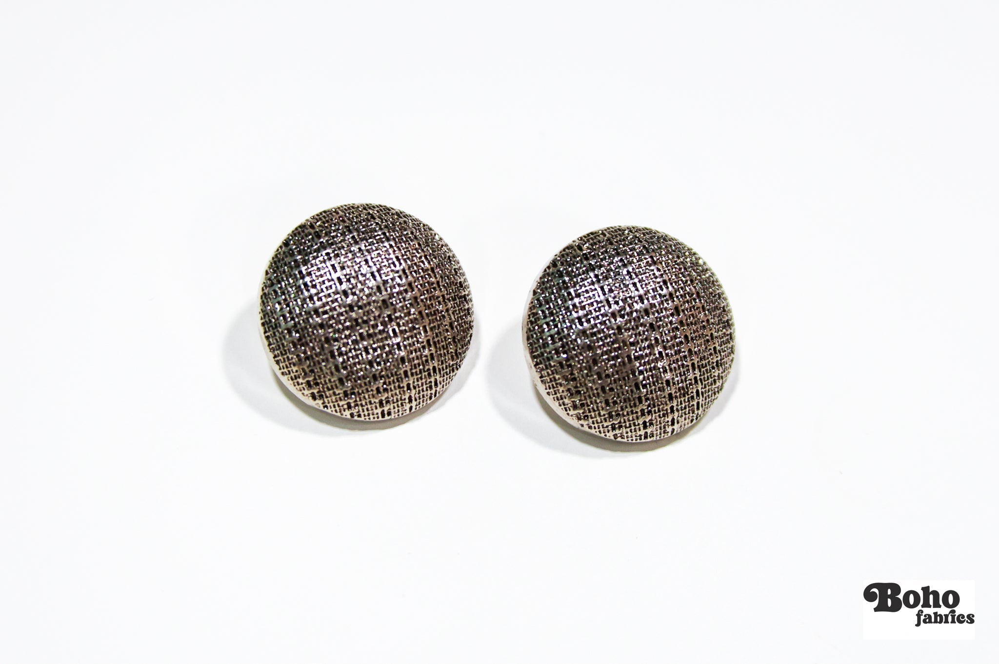 Woven Silver Plastic Dome Shank Buttons. 28L (18mm / 11/16"), 34L (21mm / 7/8") - Boho Fabrics - Buttons & Snaps