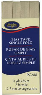 Wrights Bias Tape Single Fold - Khaki 0.5” wide / 4yd. - Boho Fabrics - Bias & Hem Tapes