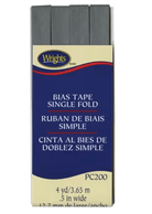 Wrights Bias Tape Single Fold - Light Gray 0.5” wide / 4yd. - Boho Fabrics - Bias & Hem Tapes
