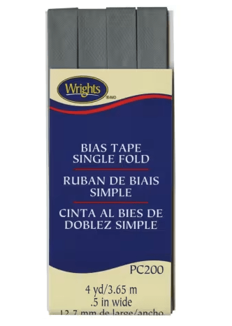 Wrights Bias Tape Single Fold - Light Gray 0.5” wide / 4yd. - Boho Fabrics - Bias & Hem Tapes