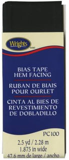 Wrights Black Bias Tape Hem Facing 1 7/8” wide, 2.5 yd. - Boho Fabrics - Bias & Hem Tapes