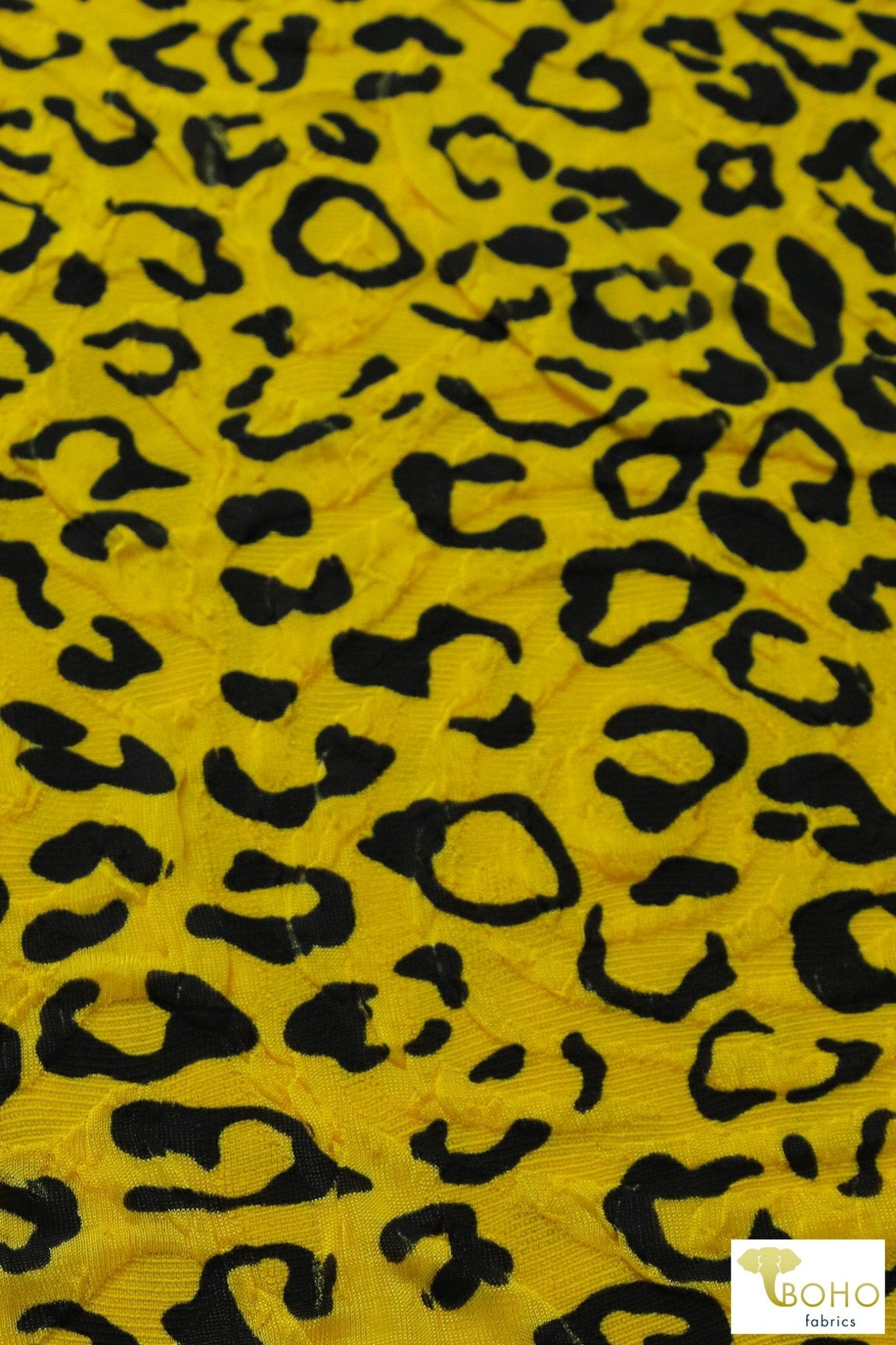 Yellow Cheetah Jacquard Knit. JQD-108 - Boho Fabrics