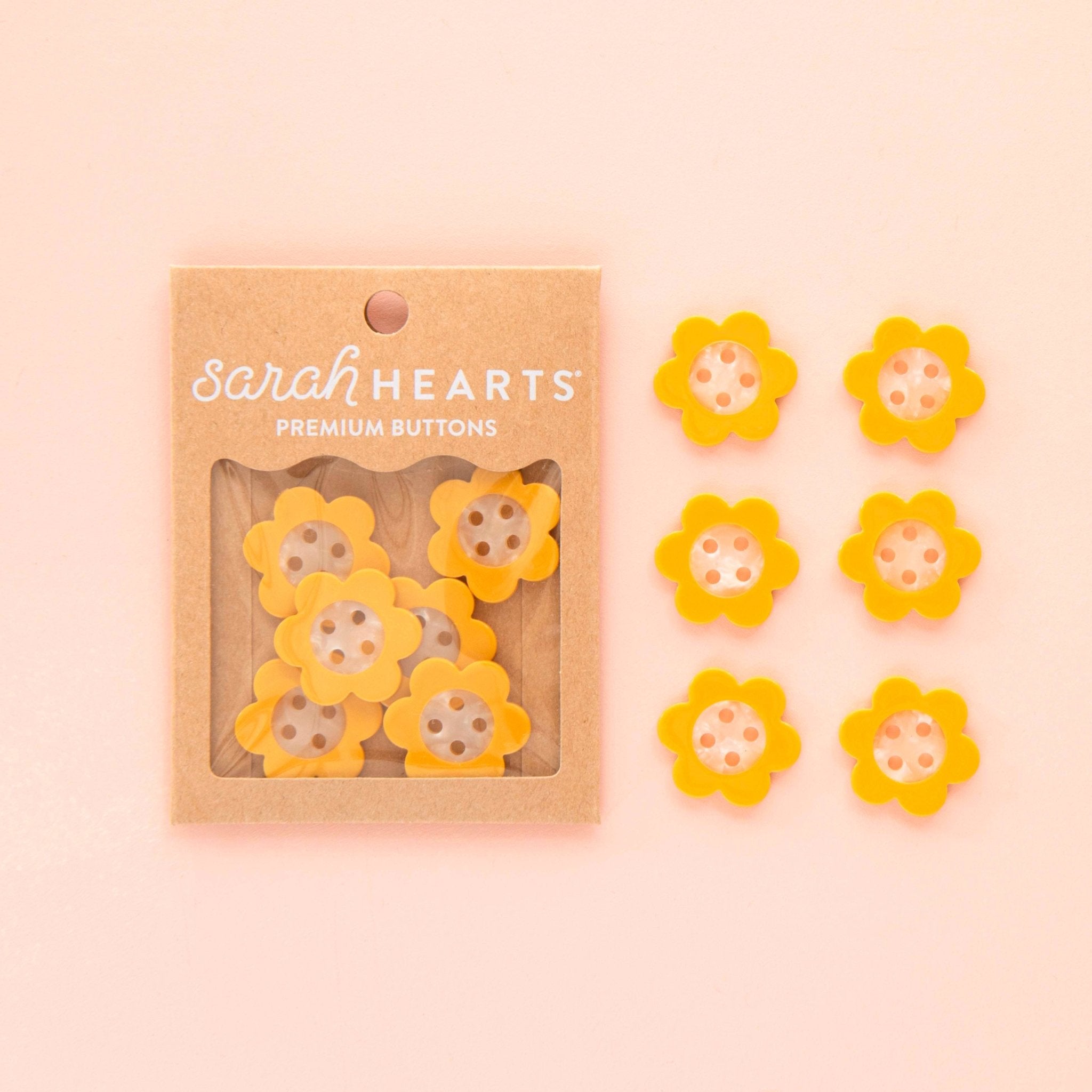 Yellow Daisy Large 1" Buttons - Boho Fabrics -