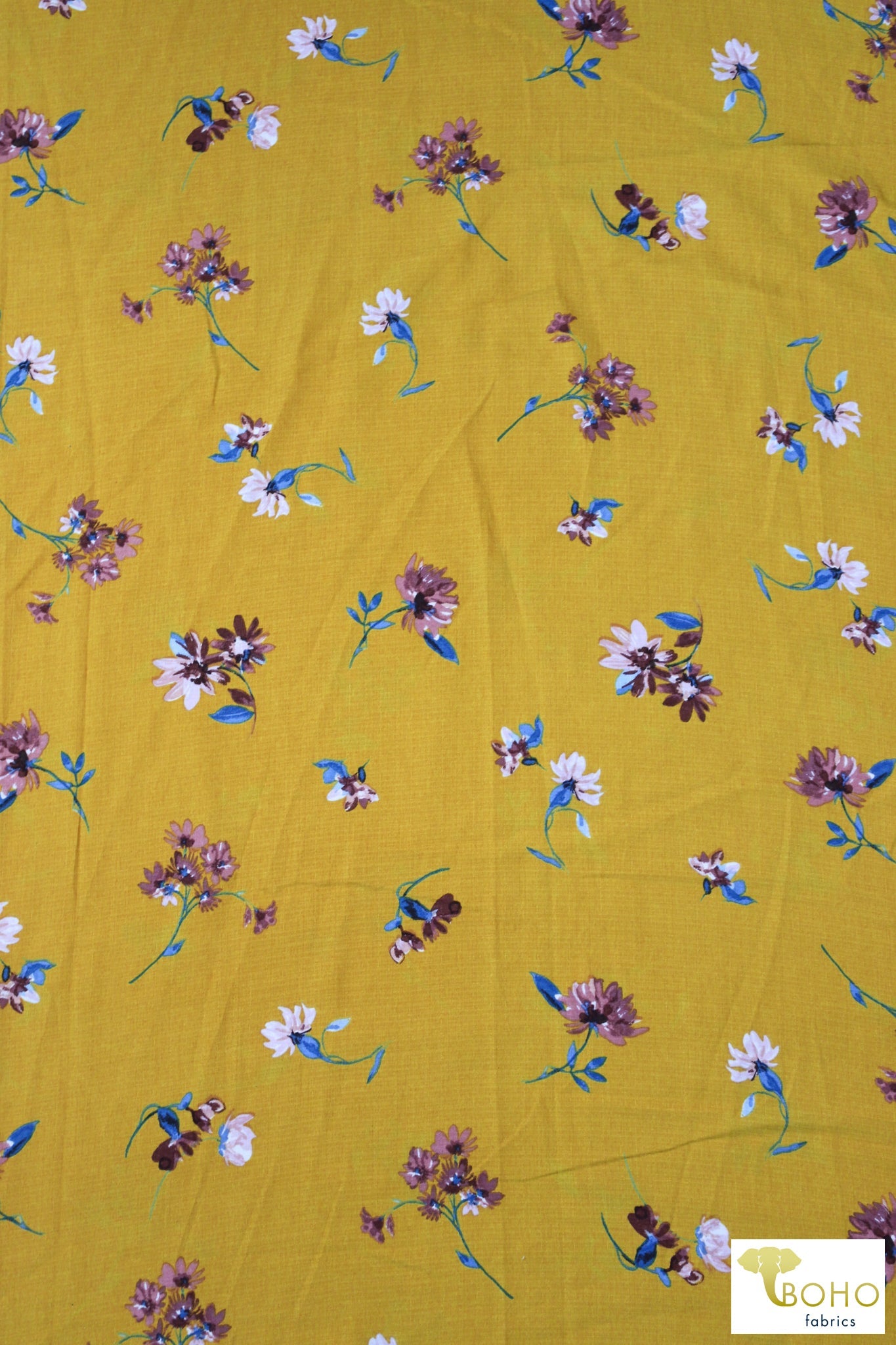 Yellow Florals, Woven Fabric. WVP-250 - Boho Fabrics