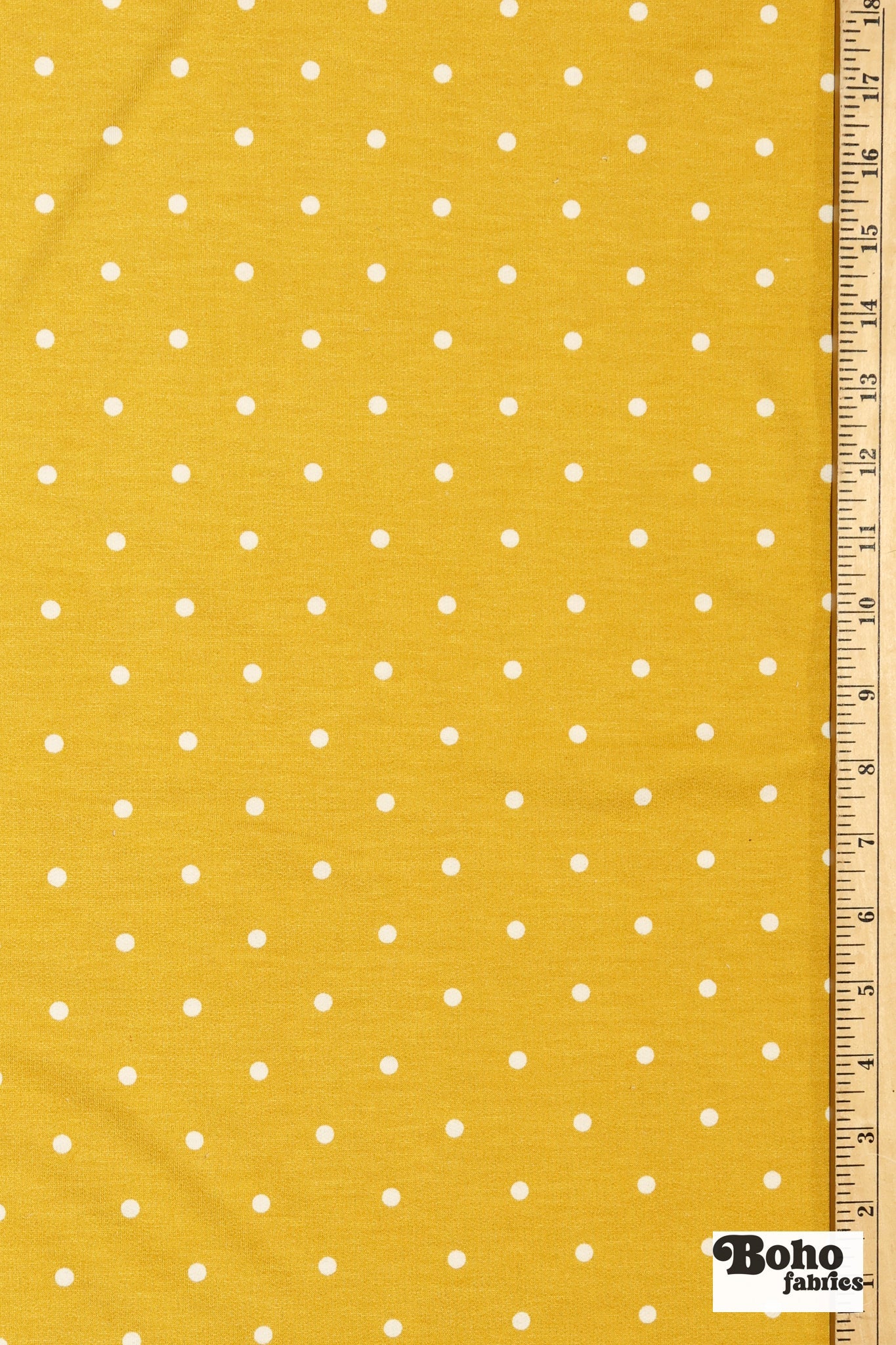 Yellow Polka Dots, French Terry Knit Fabric - Boho Fabrics - French Terry Prints, Knit Fabric