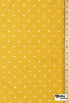 Yellow Polka Dots, French Terry Knit Fabric - Boho Fabrics - French Terry Prints, Knit Fabric