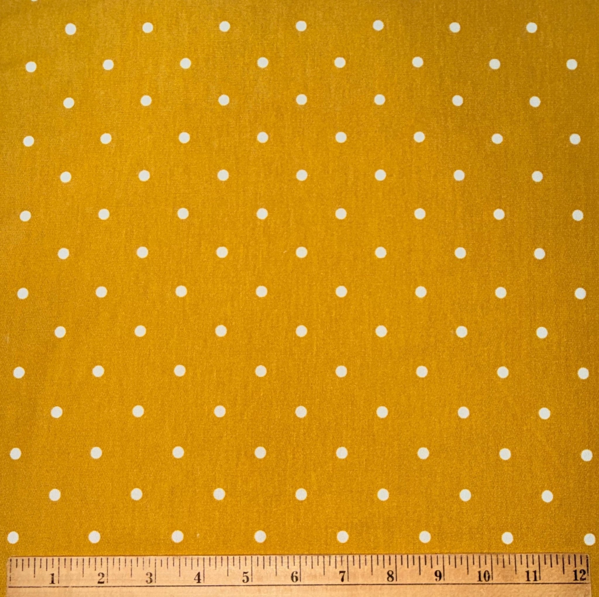 Yellow Polka Dots, French Terry Knit Fabric - Boho Fabrics - French Terry Prints, Knit Fabric