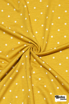 Yellow Polka Dots, French Terry Knit Fabric - Boho Fabrics - French Terry Prints, Knit Fabric