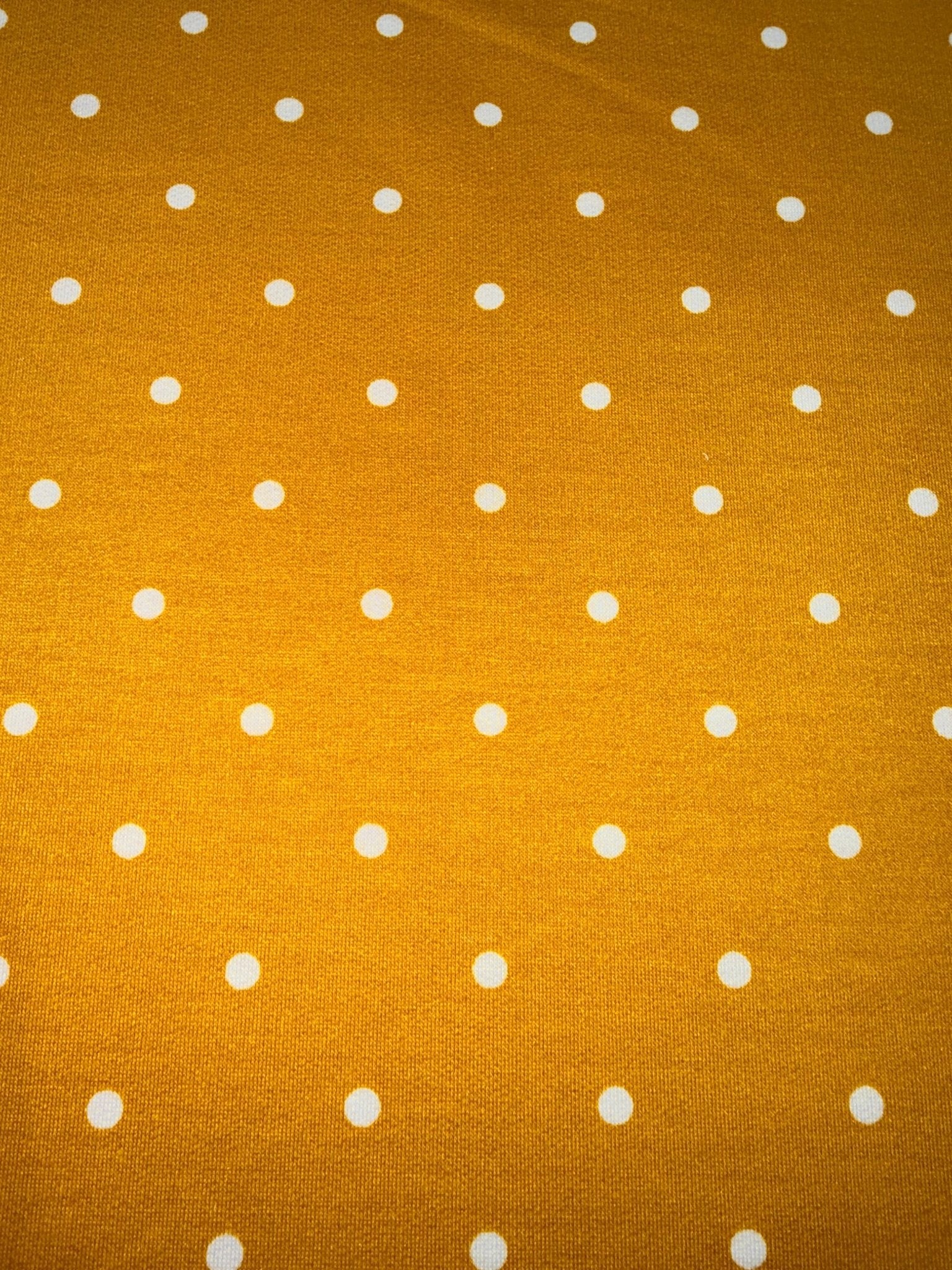 Yellow Polka Dots, French Terry Knit Fabric - Boho Fabrics - French Terry Prints, Knit Fabric