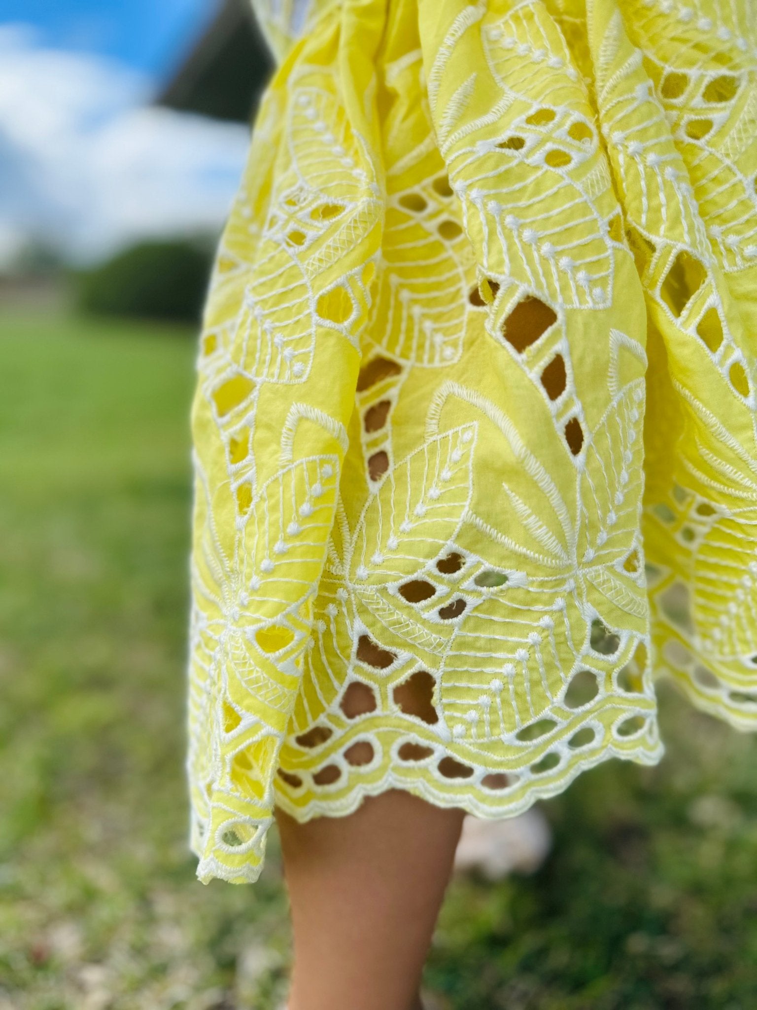 Yellow, Retro Tropic Embroidered Florals, Cotton Woven Fabric - Boho Fabrics - Shirting, Woven