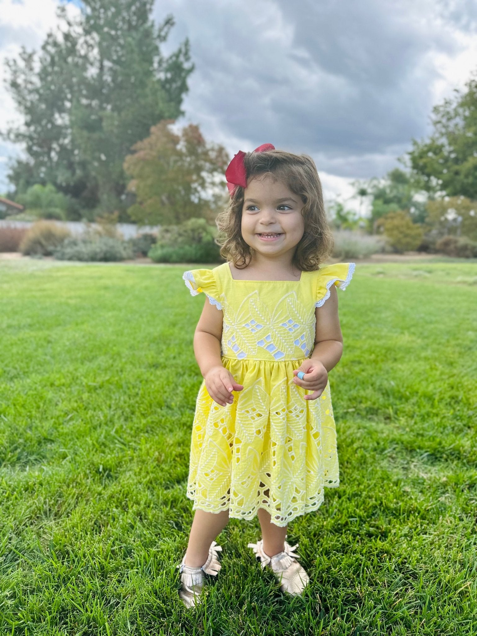 Yellow, Retro Tropic Embroidered Florals, Cotton Woven Fabric - Boho Fabrics - Shirting, Woven