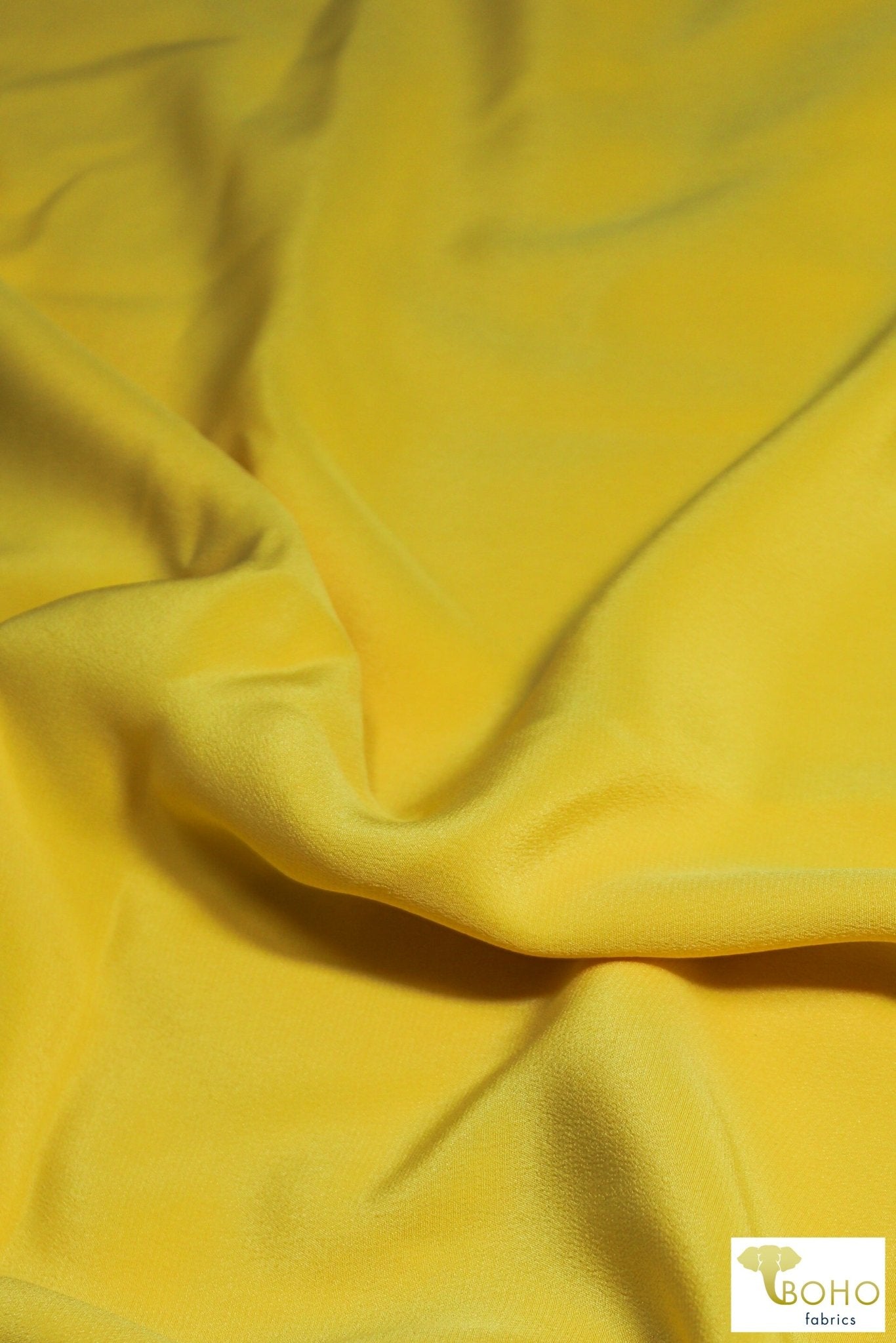 Yellow. Silk Crepe de Chine Woven Fabric. SILK-115 - Boho Fabrics