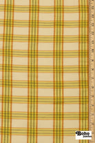 Yellow, Tan & Black Plaid Cotton Woven Fabric - Boho Fabrics - Shirting, Woven