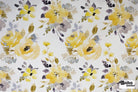 Yellow Watercolor Floral Canvas Woven Fabric - Boho Fabrics - Home Dec. & Upholstery Fabric