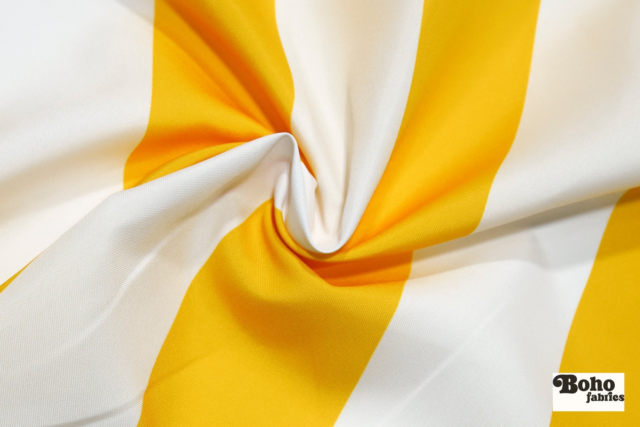 Yellow & White, 3" Wide Striped Canvas Woven Fabric - Boho Fabrics - Canvas Fabric