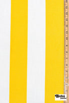 Yellow & White, 3" Wide Striped Linen-Look Woven Fabric - Boho Fabrics - Home Dec. & Upholstery Fabric
