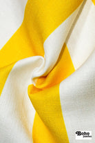 Yellow & White, 3" Wide Striped Linen-Look Woven Fabric - Boho Fabrics - Home Dec. & Upholstery Fabric