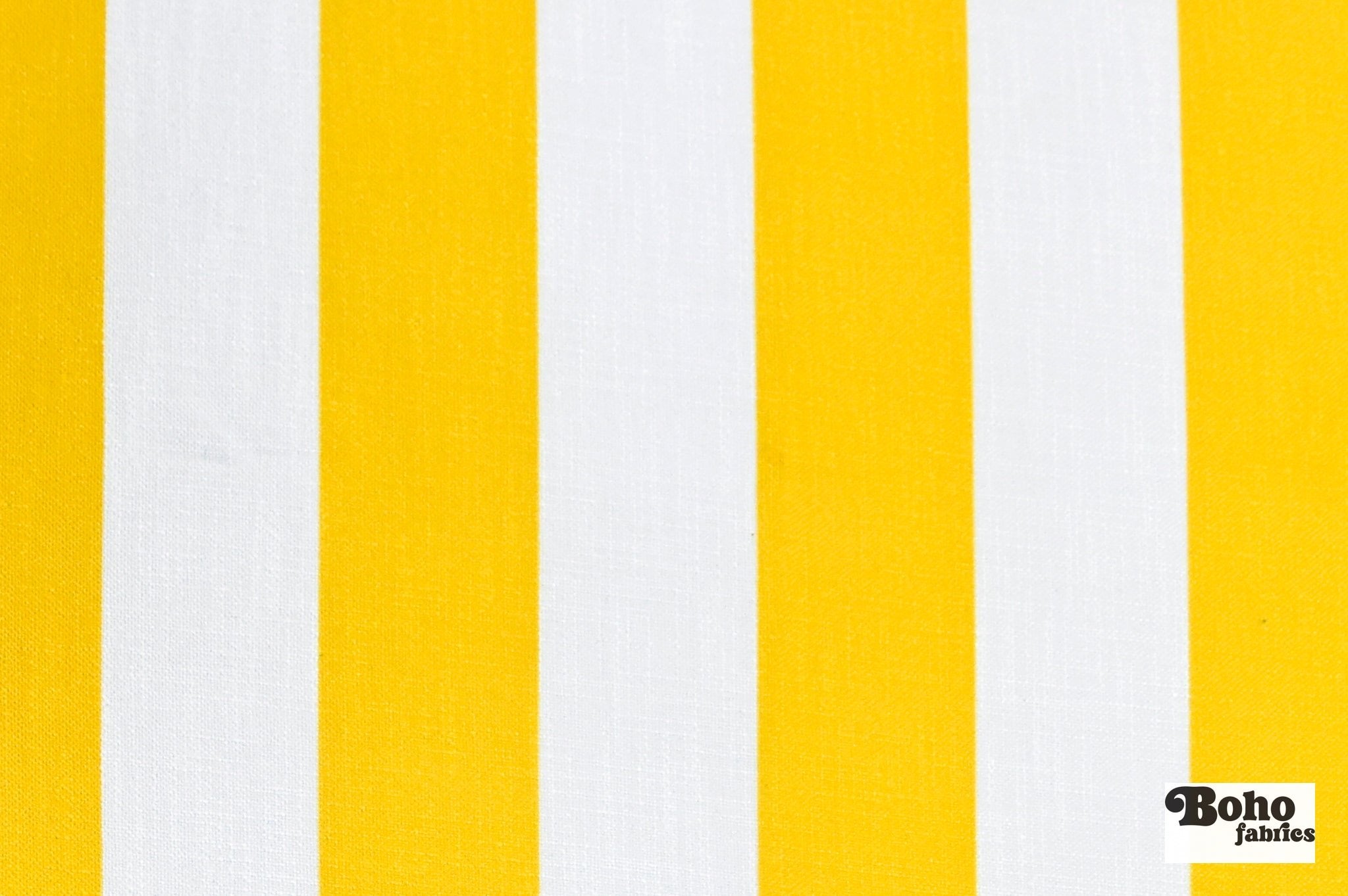 Yellow & White, 3" Wide Striped Linen-Look Woven Fabric - Boho Fabrics - Home Dec. & Upholstery Fabric