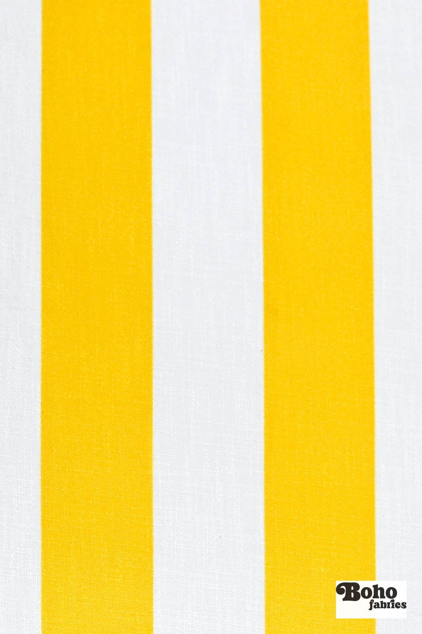 Yellow & White, 3" Wide Striped Linen-Look Woven Fabric - Boho Fabrics - Home Dec. & Upholstery Fabric