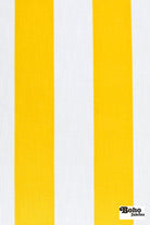Yellow & White, 3" Wide Striped Linen-Look Woven Fabric - Boho Fabrics - Home Dec. & Upholstery Fabric
