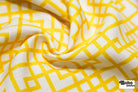 Yellow & White, Interlocking Squares Linen-Look Woven Fabric - Boho Fabrics - Home Dec. & Upholstery Fabric