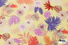 Yellow with Tropical Leaves and Polka Dot Florals Rayon Challis Woven Fabric - Boho Fabrics - Challis, Woven