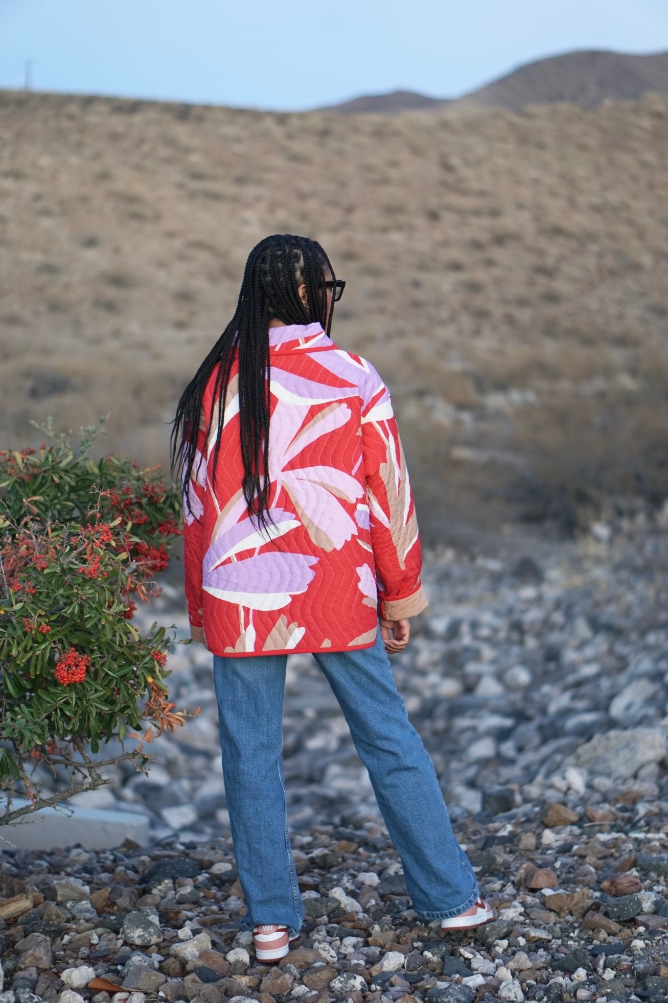 Zen Bloom - Crimson Colorway. Double Sided, Designer Quilted Woven Fabric. - Boho Fabrics - Quilted, Woven