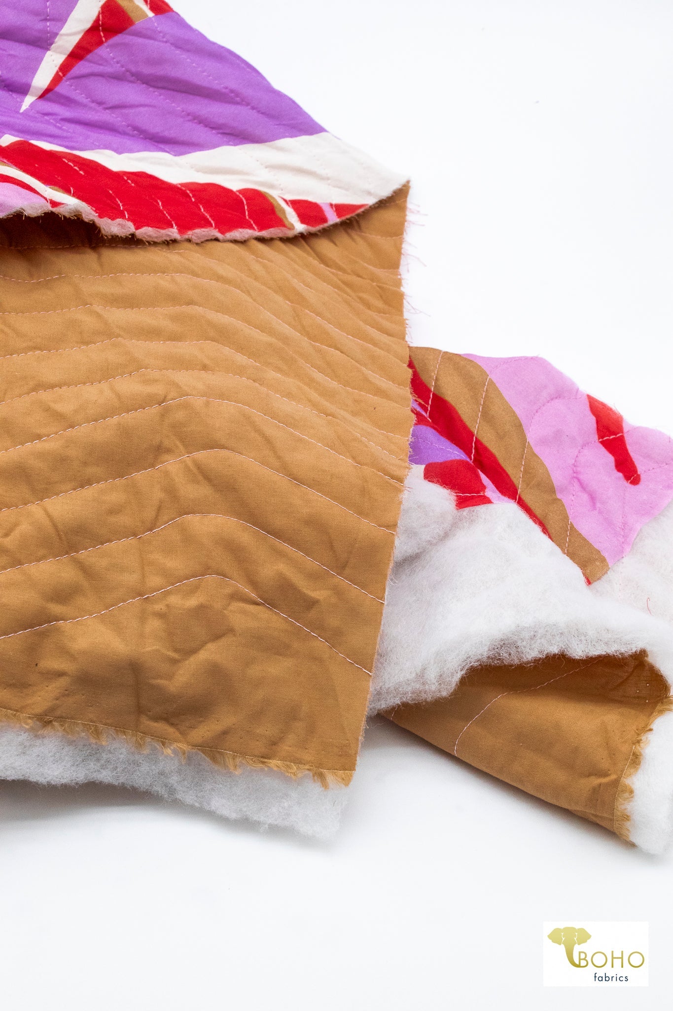 Zen Bloom - Crimson Colorway. Double Sided, Designer Quilted Woven Fabric. - Boho Fabrics - Quilted, Woven