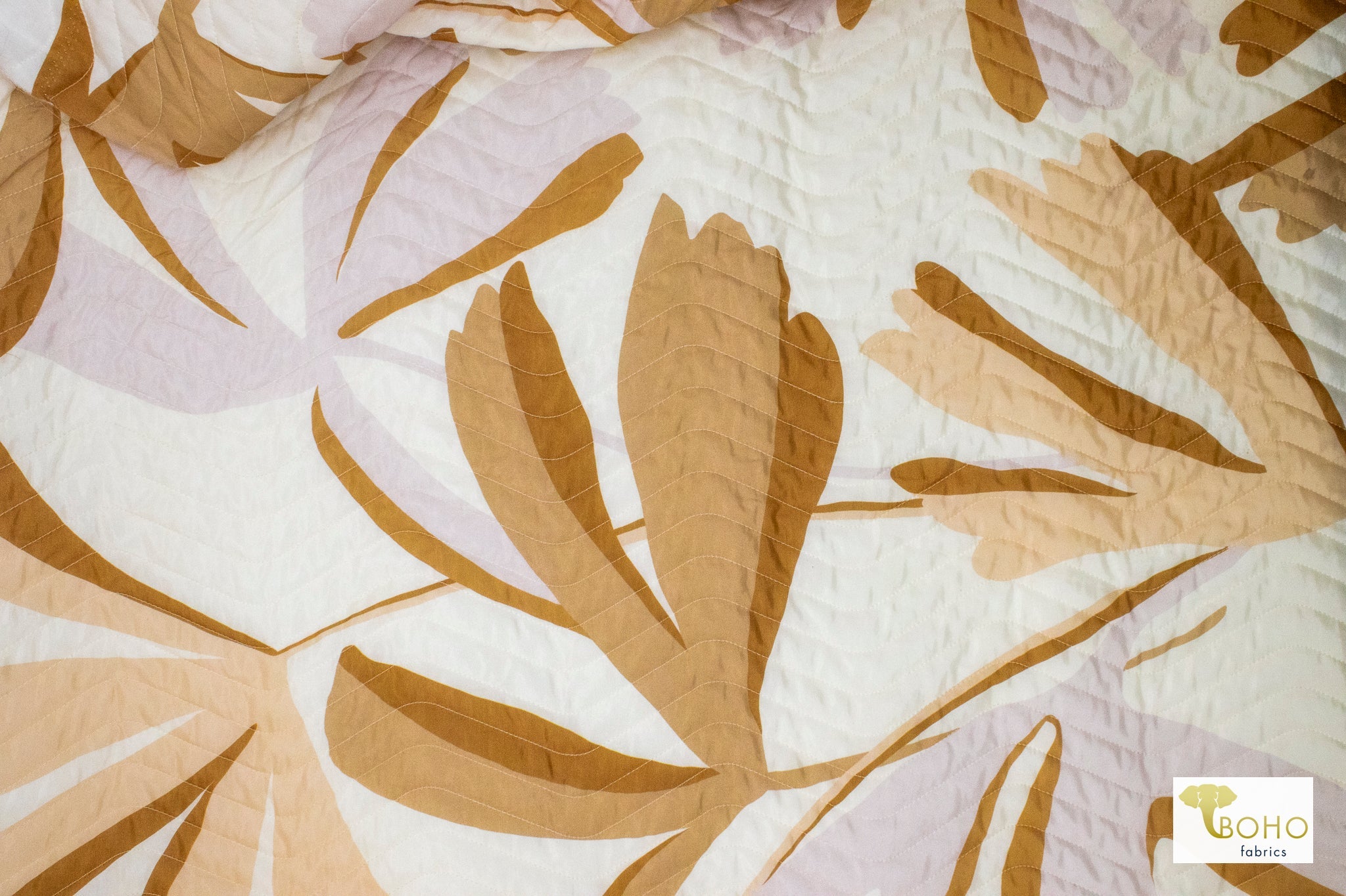 Zen Bloom - Sand Colorway. Double Sided, Designer Quilted Woven Fabric. - Boho Fabrics - Quilted, Woven
