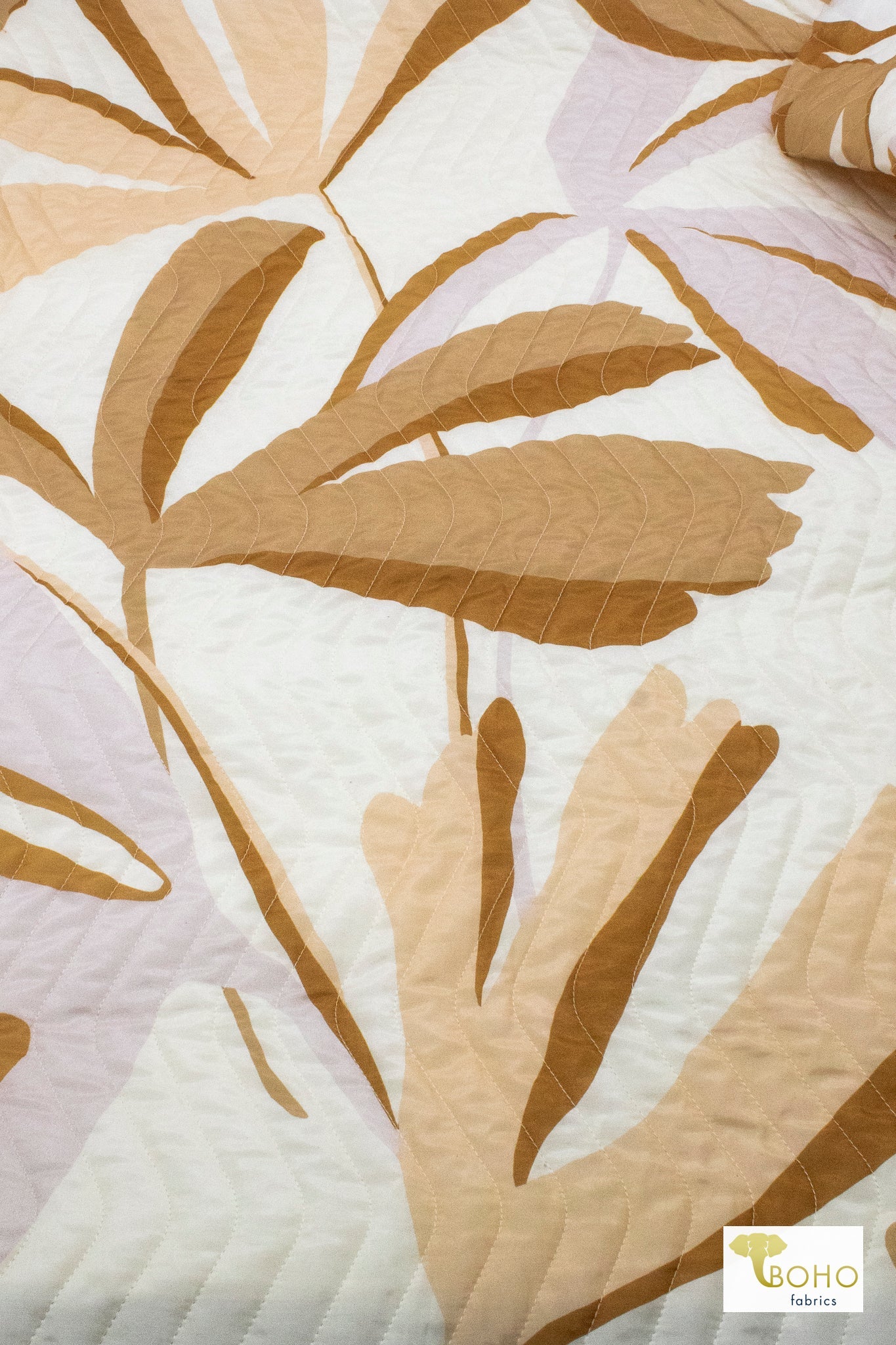 Zen Bloom - Sand Colorway. Double Sided, Designer Quilted Woven Fabric. - Boho Fabrics - Quilted, Woven