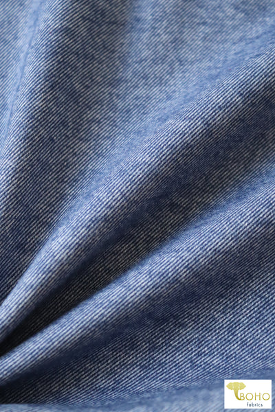 Last Cuts! Blue Brushed Twill, Woven Fabric.  WVS-307-BLU