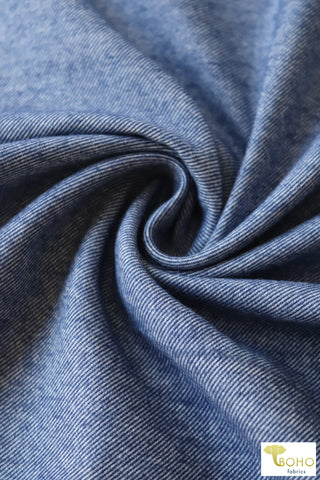 Last Cuts! Blue Brushed Twill, Woven Fabric.  WVS-307-BLU
