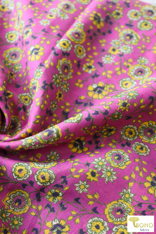 Last Cuts!  High Tea Florals in Pink.  Cotton/Silk Woven	WVP-240-PNK