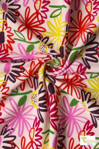 3 Yards - Last Cut! Mekko Doodles, Cotton Spandex Knit