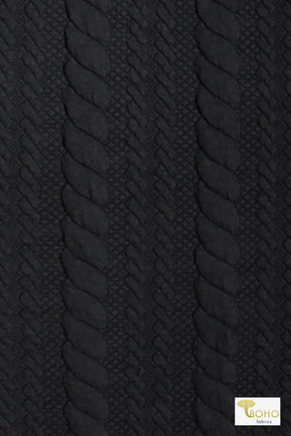 Black "Cable" Knit, Quilted Knit