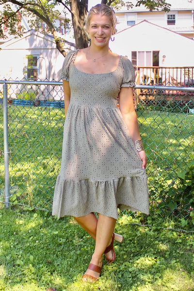 Last Cuts! Sage, Jacquard Eyelet Knit Fabric
