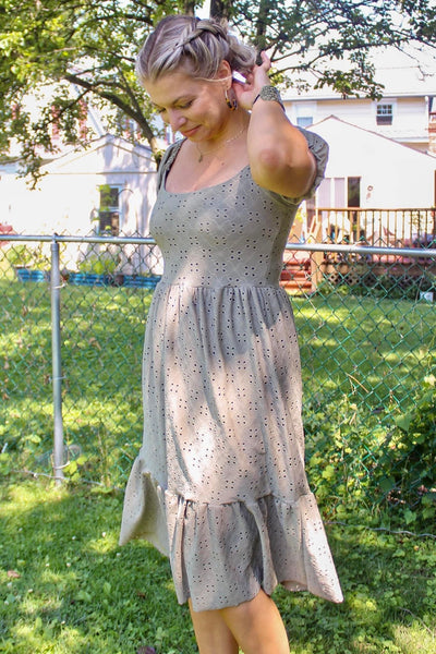 Last Cuts! Sage, Jacquard Eyelet Knit Fabric