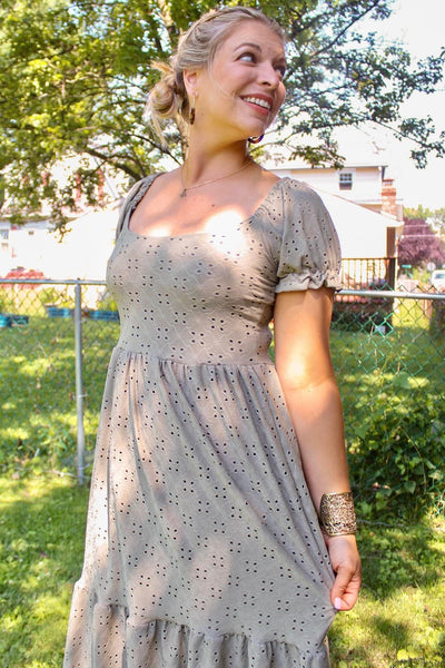 Last Cuts! Sage, Jacquard Eyelet Knit Fabric