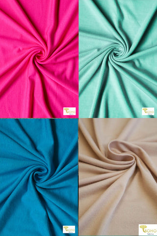 04/18/2023 Fabric Happy Hour! Malibu Barbie, Rayon Spandex Solid Knit Bundle. READY TO SHIP!