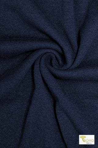 1x1 Rib Knit, Sapphire Navy Cotton Rib.  SOLD BY THE HALF YARD!