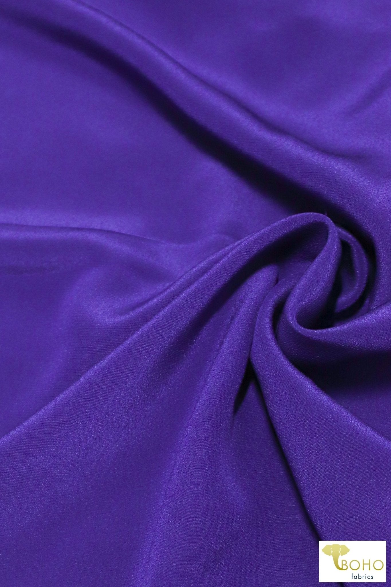 Royal Purple, Crepe de Chine Silk Woven. SILK - 128 - Boho Fabrics - Woven Fabric