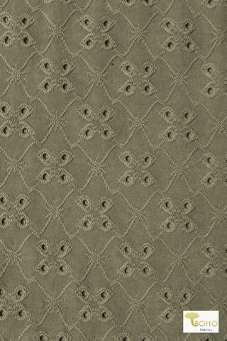 Last Cuts! Sage, Jacquard Eyelet Knit Fabric
